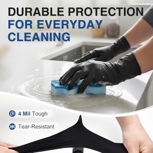 Schneider Nitrile Exam Gloves, 4 Mil Black Gloves Disposable Latex Free Powder Free, Food Safe for Cooking, Food Prep, Clean (100, Medium)