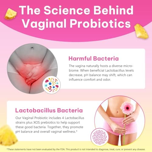 Vaginal Probiotics Gummies for Feminine PH Balance, Vaginal Hydrating, Promoting Vaginal Flora Health, Fresh Odor with Prebiotics & Lactobacillus Probiotic, Hawaiian Pineapple, Plant Based|60 Gummies