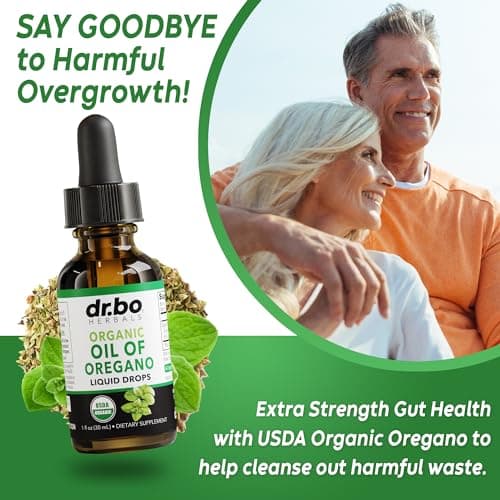 Oregano Oil Organic Liquid Drops - 6 Month Supply Organic Oil of Oregano Drops Liquid Tincture Extract, Cleanse, Detox, Immune Support, Digestive Gut Health - Pure Vegan Non-GMO Herbal Tincture 1 oz