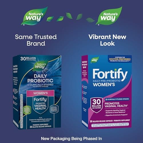 Nature's Way Fortify Women’s Probiotic 30 Billion CFU, Daily Multi-Strain Probiotic for Digestive, Vaginal, and Immune Support*, Once-Daily Capsule, No Refrigeration Required, 30 Capsules