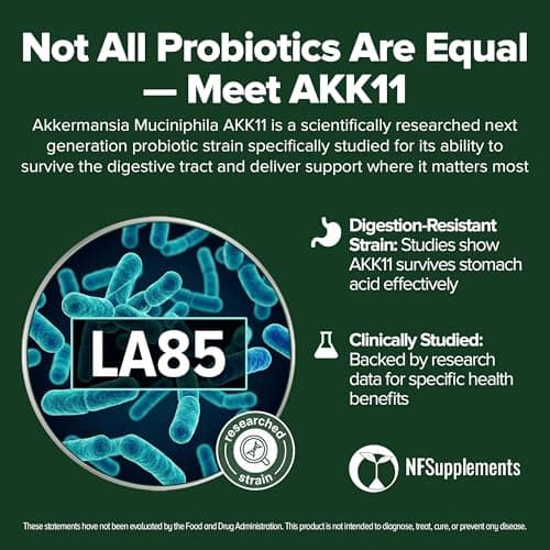 Akkermansia Muciniphila Probiotic 240 Tablets (4 Month Supply) - 100 Million AFU Researched Strain AKK11 - Supports Digestive Health & Gut Lining - GMP Certified (240, Akkermansia Muciniphila)