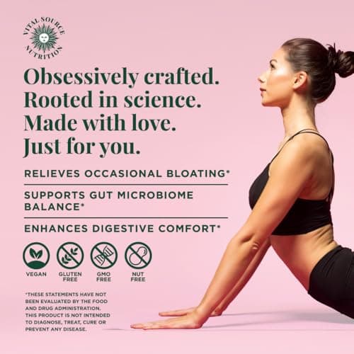 Vital Source Nutrition - AiRi - Debloat Support Capsules - Natural Digestive Blend with Enzymes & Herbal Extracts - Supports Gut Balance & Digestive Comfort - Supplements for Women - 30 Servings