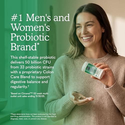 Garden of Life Probiotics for Women and Men - Raw Probiotics Colon Care 50 Billion CFU and Enzymes, Shelf Stable Once Daily Acidophilus Probiotic for Regularity and Immune Health Support, 30 Capsules