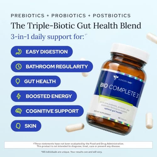 Gundry MD® Bio Complete 3 - Prebiotic, Probiotic, Postbiotic to Support Optimal Gut Health, 90 Day Supply