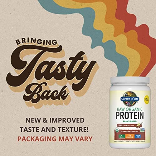 Garden of Life Organic Vegan Protein Powder, Plant Based & BCAAs, Organic Protein Powder with Probiotics & Enzymes, Non-GMO, Gluten-Free Lactose Free, Vanilla Chai, 1.2 LB