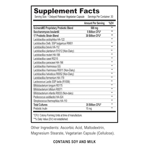 ScimeraMD® Asprega Probiotic + Prebiotic Supplement for Digestive Health and Immune System Support, 35 Billion CFUs, 30 CT