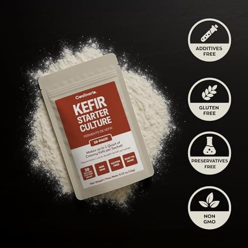Coolinario Kefir Starter Culture (10-Pack, 1.5g Sachets) Live Probiotic Cultures for Homemade Kefir | Smooth, Creamy & Tangy | Non-GMO, No Preservatives, Gluten Free
