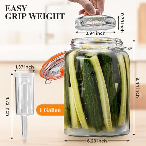 YARWELL 1 Gallon Fermentation Jars with Weights & Airlocks, Fermenting Kit for Sauerkraut, Kimchi, Kombucha and Pickles, 2 Pack