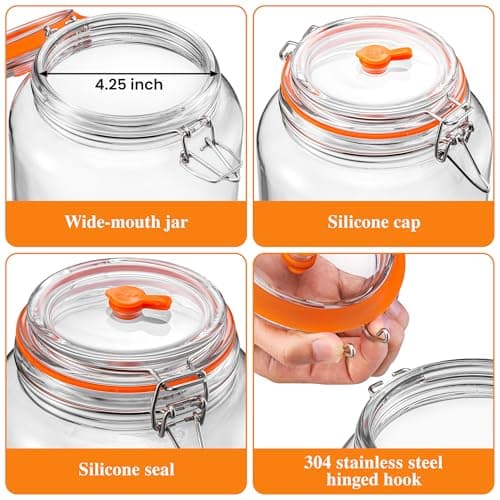 YARWELL 1 Gallon Fermentation Jars with Weights & Airlocks, Fermenting Kit for Sauerkraut, Kimchi, Kombucha and Pickles, 2 Pack