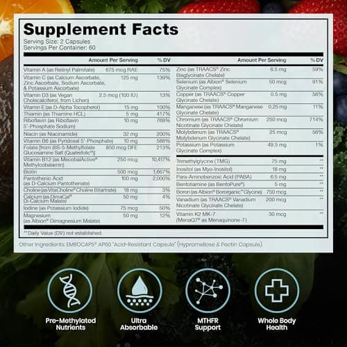 Pure Therapro Rx Methylated Multivitamin for Men and Women | Made in USA | Methyl Multi Without Iron Methyl B12 & Methylfolate | 120 Capsules, 2-Month Supply