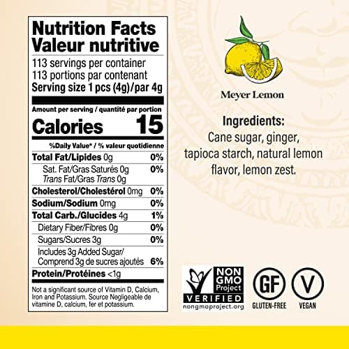 Chimes Meyer Lemon Ginger Chews Candy, 1-Pound Bag