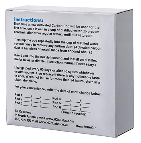 H2o Labs Exclusive Carbon Pods for Water Distillers - Lasts 2x as Long as Most Other Filters & Sachets - Contains 3x More Carbon for Pure Distilled Water - One-Year Supply