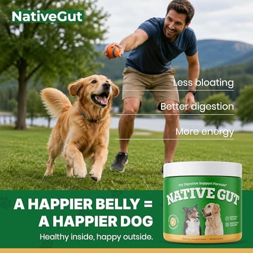 NATIVEGUT Natural Probiotic Supplement for Pets, Supports Digestive Health & Gut Microbiome, 8 Probiotic Strains, Powder Form, 30 Scoops
