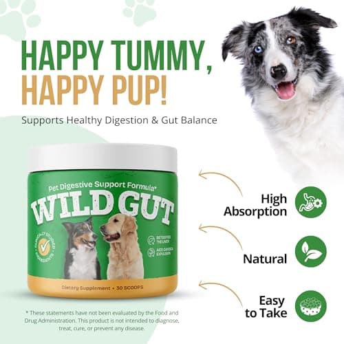 Wild Gut - Natural Probiotic Supplement for Pets | Supports Digestive Health & Gut Microbiome | 8 Probiotic Strains | 3 Bottles