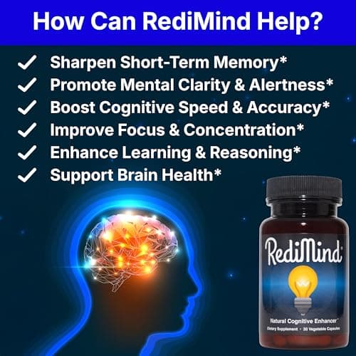 RediMind - Natural Cognitive Enhancement Supplement Capsule - Non-GMO, Vegan, Gluten-Free