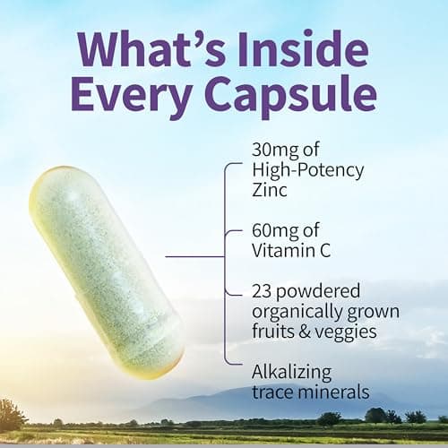 Garden of Life Zinc Supplements 30mg High Potency Raw Zinc and Vitamin C Multimineral Supplement, Vitamin Code Vitamins Trace Minerals & Probiotics for Skin Health & Immune Support, 60 Vegan Capsules