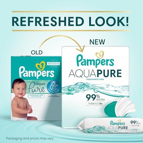 Pampers Aqua Pure Baby Wipes, 99% Water, Fragrance Free, 672 Baby Wipes Total (12X Flip-Top Packs) [Packaging May Vary]