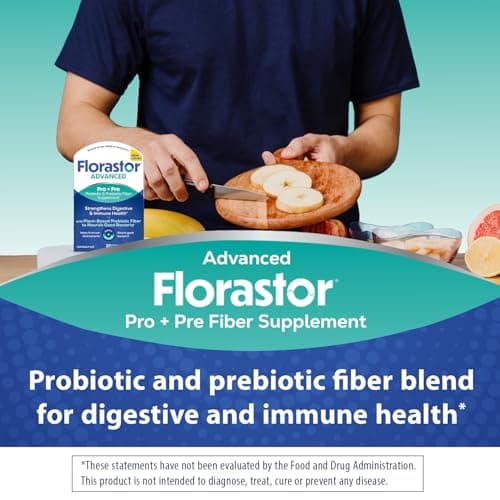 Florastor Advanced Pro+Pre Daily Probiotic and Prebiotic Supplement for Women and Men, Boosts Good Bacteria, Saccharomyces Boulardii CNCM I-745 (30 Capsules) (Pack of 1)