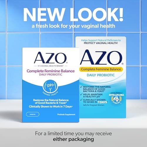 AZO Complete Feminine Balance Daily Vaginal Probiotics for Women, Clinically Proven to Help Protect Vaginal Health, Helps balance pH and yeast, 30 Count