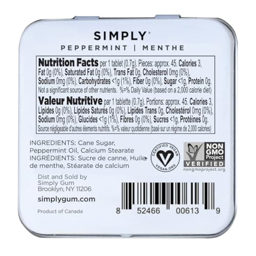 SIMPLY MINTS Natural Peppermint Breath Mints, 6 Pack (180 Pieces), Made With Real Peppermint Oil | Aspartame-Free, Sorbitol-Free, Xylitol-Free, Vegan, Kosher, Non-GMO