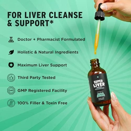 SuperBonsai Super Liver Support with Milk Thistle - All Natural Liver Cleanse Detox & Repair Aid - Doctor-Formulated Liver Supplement - Liquid Herbal Supplements for Liver Health - 1 Month Supply