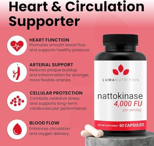 Luma Nutrition Nattokinase Supplement - Natto 4000 FU Per Serving, Premium Heart Health Support - Vegan & Gluten Free - 60 Capsules, 30 Servings- Made in USA