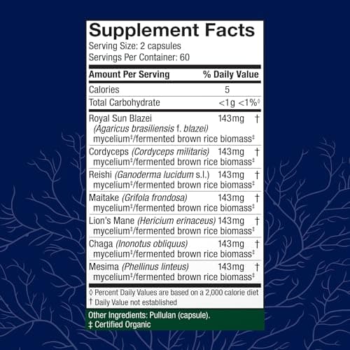 Host Defense Stamets 7-7 Species Blend - Mushroom Supplement for Immune Support - Includes Royal Sun Blazei, Cordyceps, Reishi, Maitake, Lion's Mane, Chaga & Mesima - 120 Capsules