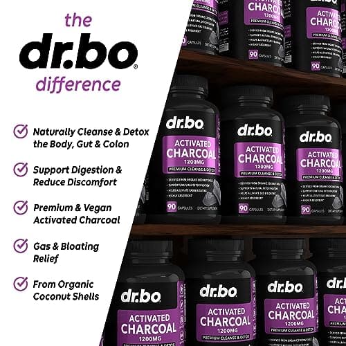 Activated Charcoal Capsules Cleanse Detox - 1200mg Organic Coconut Charcoal Pills for Stomach Gas and Bloating Relief for Men Women Kids - Active Capsules Powder Binder Activated Supplements for Gut
