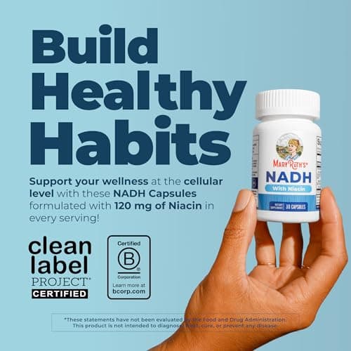 MaryRuth's NADH Capsules | Niacin | NAD+ Precursor | Trans-Resveratrol | CoQ10 | Cellular Energy | Energy Metabolism | Cognitive Function | Vegan | Gluten-Free | 1 Capsule Daily | 30 Servings