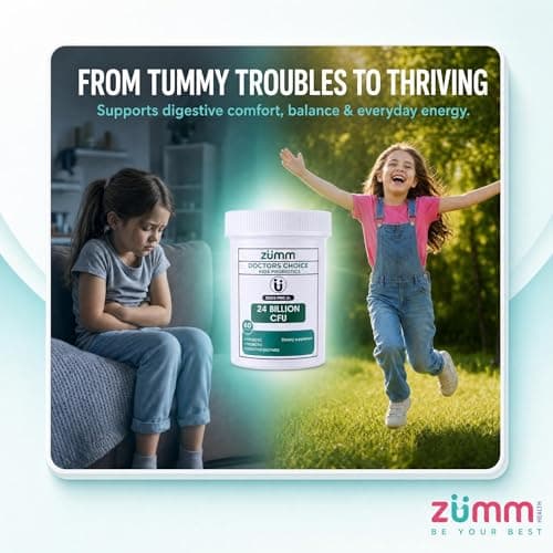 Zumm Health Doctor Formulated Kids Daily Probiotics, Doctors Choice, 24 Billion CFU with Prebiotics & Digestive Enzymes, Acid-Resistant DRcaps, Vegan, Non-GMO, Gluten Free, 60 Capsules