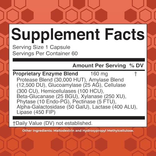 MaryRuth’s Gluten Digestive Enzymes | Up to 2 Month Supply | Proprietary Enzyme Blend | Vegan Pine-Based Capsules | Non-GMO | 60 Count