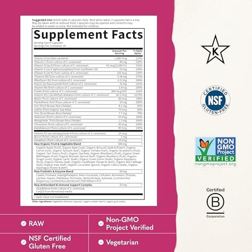Garden of Life Multivitamin for Women, Vitamin Code Women's Multi - Whole Food Womens Multi Vitamins, Iron, Folate not Folic Acid, Vitamin A and Probiotics for Womens Energy, 120 Vegetarian Capsules