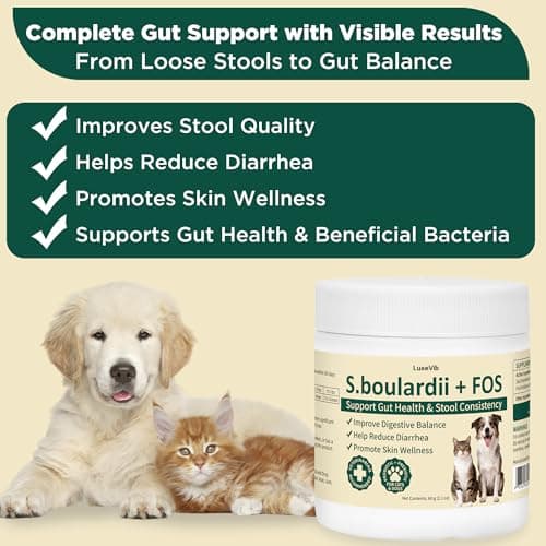 S.boulardii + FOS Pet Probiotic Powder for Dogs and Cats, 6.7 Billion CFU, Gut & Immune Support, Loose Stool & Digestive Upset Relief, Improves Stool Consistency, Skin Health, Veterinarian Recommended