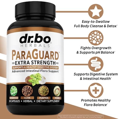 ParaGuard Cleanse Detox Pills - Extra Strength Intestinal Guard Formula Supplement, Black Walnut Wormwood Clove & Oregano - Adults Natural Herbal Intestine Body Gut Cleanser Complete Kit 30 Capsules