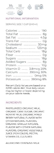Lifeway Organic Whole Milk Kefir, 10g Protein, Mixed Berry, 32 Fl Oz