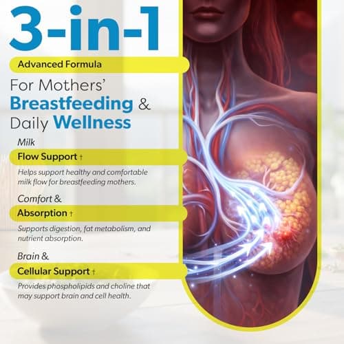 TRUEMED Organic Sunflower Lecithin 1200 mg – Sunflower Lecithin Breastfeeding Supplement for Moms – Supports Milk Flow, Clogged Duct Relief, Brain & Liver Health – Soy-Free, Non-GMO – 100 Softgels