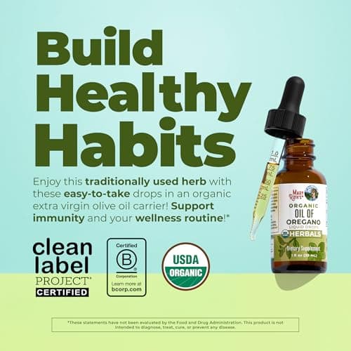 MaryRuth Organics Oregano Oil Drops | 6 Month Supply | USDA Organic Oil of Oregano Liquid | Herbal Blend for Immune Support | Digestive Health | Overall Health | Vegan | Sugar Free | Non-GMO | 1 Fl Oz