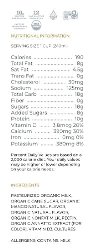Lifeway Organic Whole Milk Kefir - 10g Protein, 12 Live Active Probiotic Cultures, Up to 99% Lactose Free, Gluten Free – Mango, 32 oz