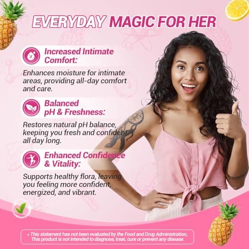 BURMINY Her Juicy Feminine Probiotics Gummies, Premium Feminine Balance Probiotics with Slippery Elm for Women's pH Balance and Freshness – Support Daily Wellness & Comfort 60 Pineapple Gummies