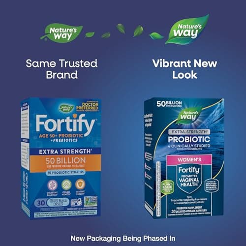 Nature's Way Fortify Extra Strength Women’s Probiotic 50 Billion CFU, Potent Multi-Strain Probiotic for Digestive, Vaginal and Immune Support*, Once-Daily Capsule, 30 Capsules
