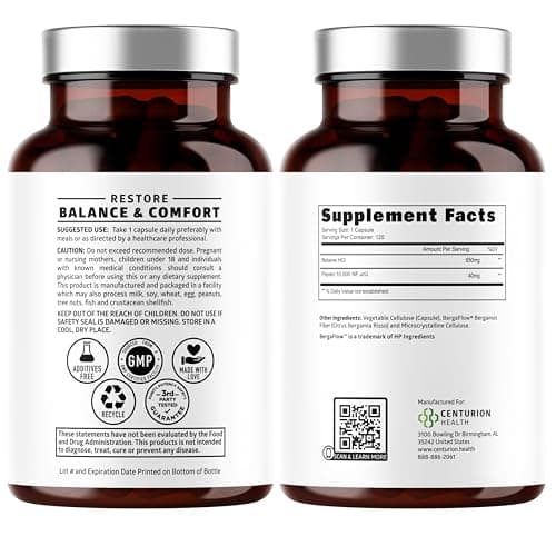 Number One Nutrition Premium Betaine Hydrochloride Enzymes Supplement with Pepsin, Helps Support Protein Breakdown and Nutrient Absorption, 120 Caps
