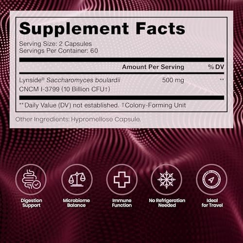 Saccharomyces Boulardii Probiotics 10 Billion CFU Made in USA | No Fillers Patented Strain: Lynside CNCM I-3799 Probiotics for Men and Women | Pure TheraPro Rx, Pharma Grade 120 Count