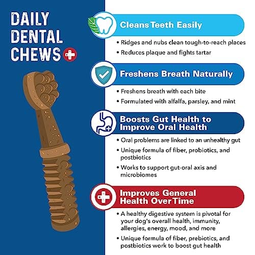Bernie's Charming Chompers - Daily Dental Chews for Dogs 50-100 Lbs. - 24 Count - Cleans Teeth, Freshens Breath, + Boosts Oral-Gut Microbiome. Easy to Digest, Supports Healthy Digestion Naturally