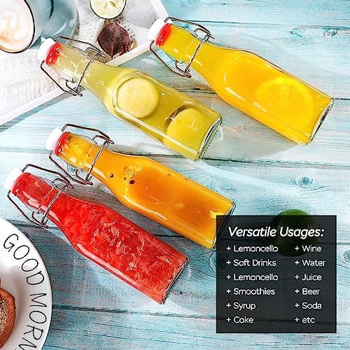 ZEBEIYU Swing Top Glass Bottles 8 oz with Airtight Lids for Home Brewing, Kombucha, Kefir, Vanilla Extract, Beer, Oil, Vinegar, Homemade Juices, Water,Soda Set of 9
