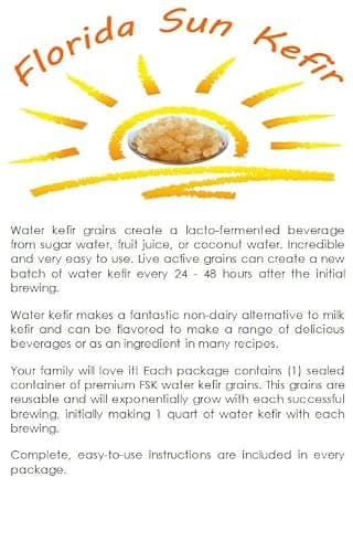 Florida Sun Kefir Dehydrated Water Kefir Grains (Crystals, Tibicos)