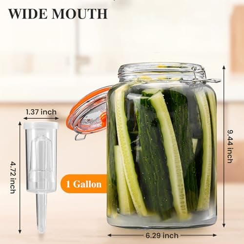 YARWELL 1 Gallon Fermentation Jars with Airlocks, Fermenting Kit for Sauerkraut, Kimchi, Kombucha and Pickles, 2 Pack