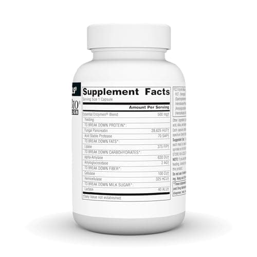 Source Naturals Essential Enzymes 500mg Bio-Aligned Multiple Supplement Herbal Defense for Digestion, Gas & Constipation Relief - Strong Immune System Support* - 120 Capsules