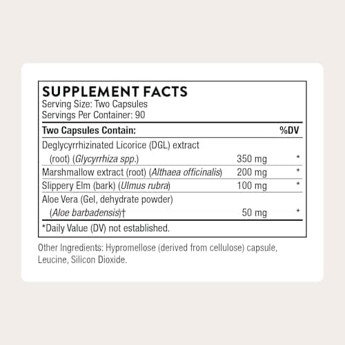 THORNE - GI Relief - Digestion Supplement - Supports Gut Health & Bloating Relief* - Formulated with Marshmallow Root, Aloe Vera Gel, DGL & Slippery Elm Bark - Third-Party Certified - 180 Capsules