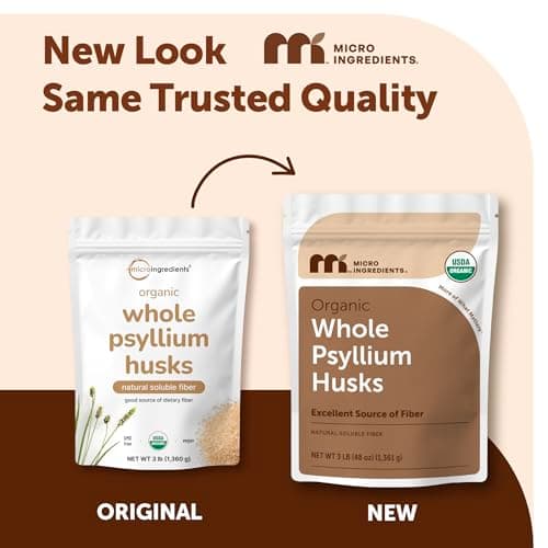 Micro Ingredients Organic Whole Psyllium Husks, 3lbs | Daily Soluble Fiber Supplement with Prebiotics | Psyllium Husk Sourced from India | Non-GMO, Keto Friendly, Vegan