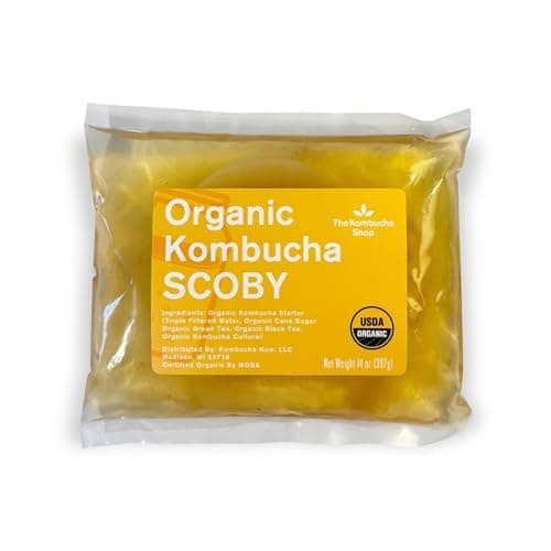 100% Organic SCOBY Kombucha Starter Kit - 100% Guaranteed to Brew - Fresh, Live Culture with Starter Liquid - The Kombucha Shop